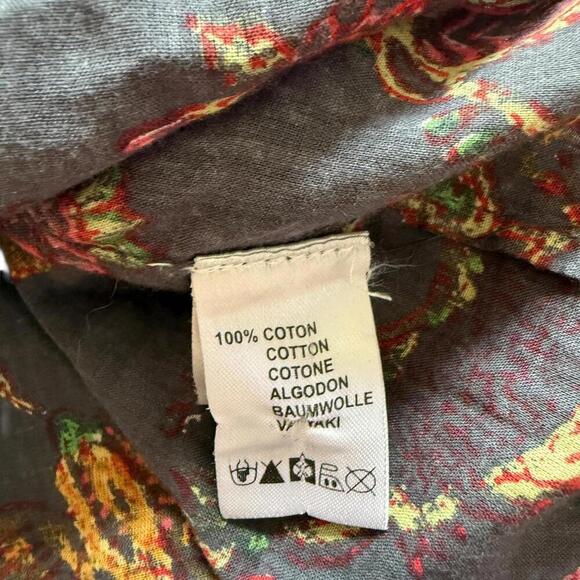 Boho Floral Embroidered Lace Peasant Blouse Gray Long Sleeve Festival Top XS - Picture 6 of 8